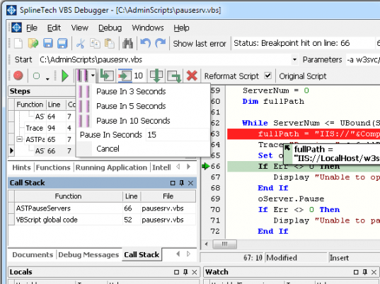 SplineTech VBS Debugger Screenshot 1