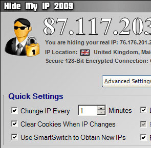 Hide My IP 2009 Screenshot 1