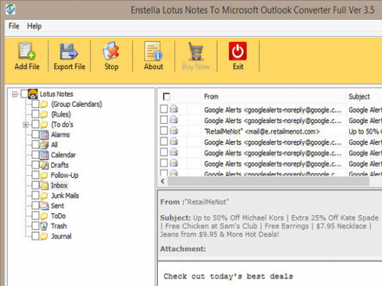 Lotus Notes to Outlook Conversion Screenshot 1