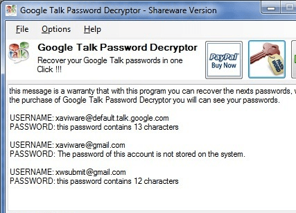Google Talk Password Decryptor Screenshot 1