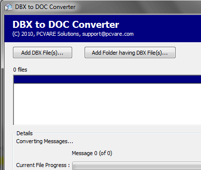 DBX to DOC Converter Screenshot 1