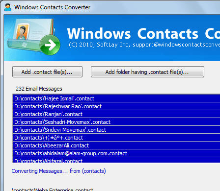 Windows .CONTACT Converter Screenshot 1