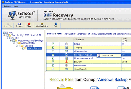 MS Backup File Recovery Software Screenshot 1