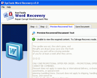 Repair MS Word 2003 Screenshot 1