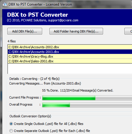 DBX to PST Windows 7 Screenshot 1