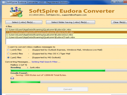 Transfer Eudora to Outlook Screenshot 1