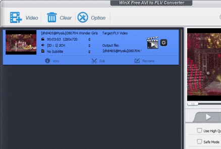 WinX Free AVI to FLV Converter Screenshot 1