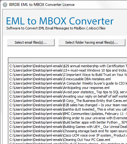 Import EML to MBOX File Screenshot 1