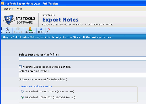 Notes to Outlook PST file Screenshot 1