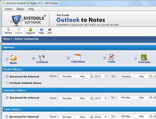 Outlook to Lotus Notes Converter Screenshot 1