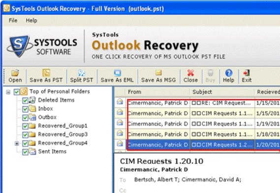 Recover MS Outlook Files Screenshot 1