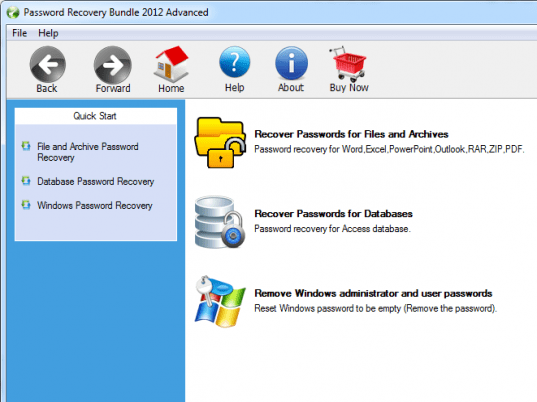 Password Recovery Bundle 2012 Advanced Screenshot 1