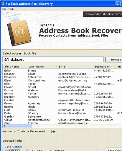 Address Book Contacts Recovery Software Screenshot 1