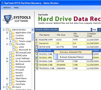 Windows Hard Drive Data Recovery Software Screenshot 1