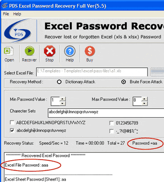 Free 2007 Excel Password Recovery Screenshot 1