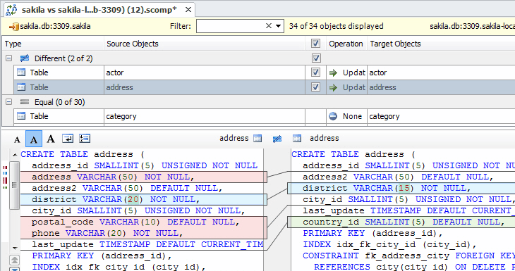 dbForge Schema Compare for MySQL Screenshot 1
