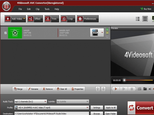 4Videosoft AVC Converter Screenshot 1