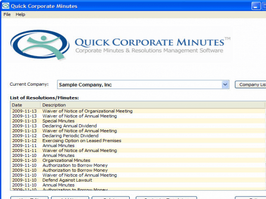 Quick Corporate Minutes Screenshot 1