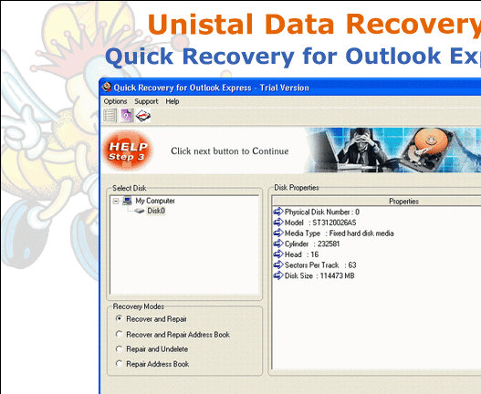 Unistal Outlook Express Email Recovery Screenshot 1