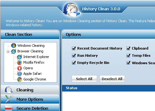 History Clean Screenshot 1