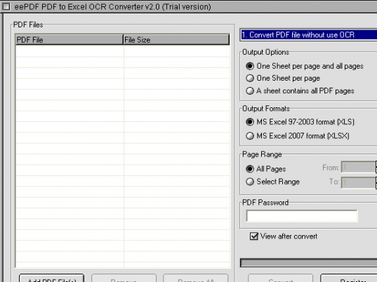 eePDF PDF to Excel OCR Converter Screenshot 1