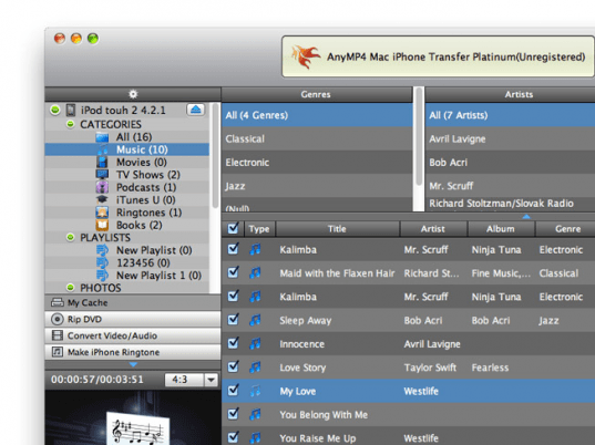 AnyMP4 Mac iPhone Transfer Platinum Screenshot 1