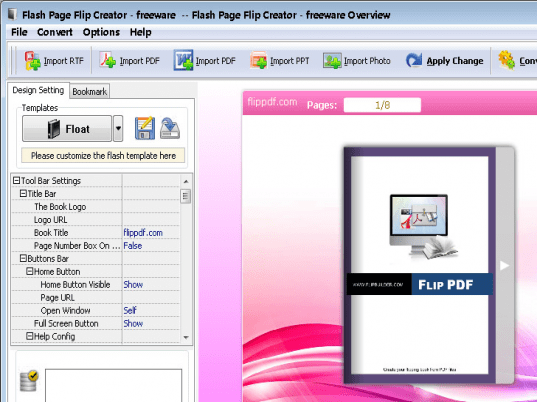 Flash Page Flip Creator - freeware Screenshot 1