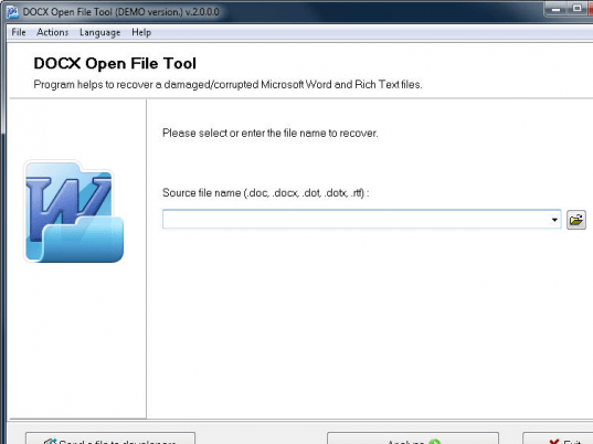 DOCX Open File Tool Screenshot 1