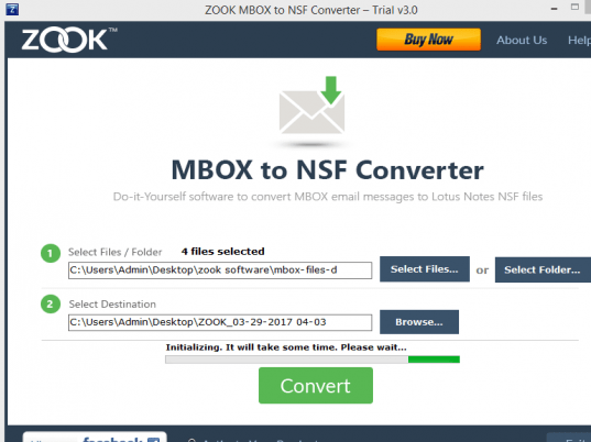 ZOOK MBOX to NSF Converter Screenshot 1