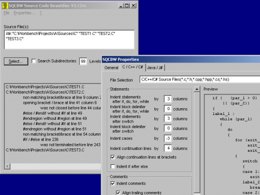 SQCBW Source Code Beautifier Screenshot 1