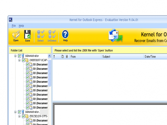 Kernel Outlook Express - Mails Recovery Software Screenshot 1