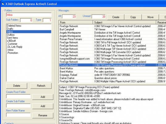 X360 Outlook Express ActiveX OCX Screenshot 1