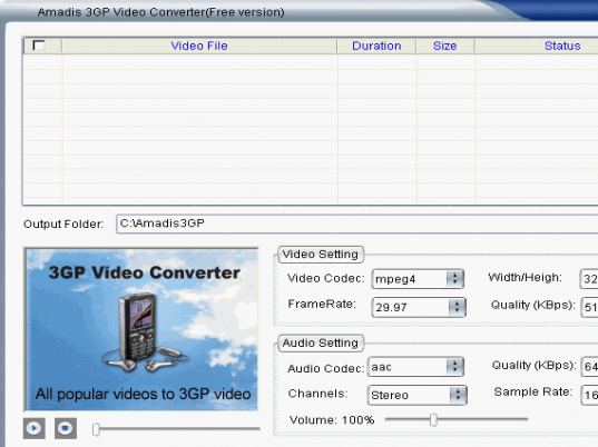 Amadis 3GP Video Converter Screenshot 1