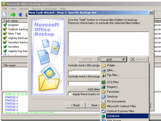 Novosoft Office Backup - Data backup software Screenshot 1