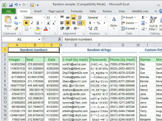 Random Generator for Microsoft Excel Screenshot 1