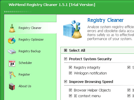 WinMend Registry Cleaner Screenshot 1