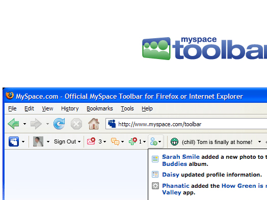 MySpace Toolbar Screenshot 1