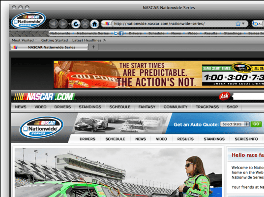 NASCAR Nationwide Series Firefox Theme Screenshot 1