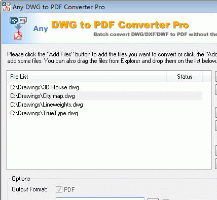 DWG to PDF Converter Pro 2010.11.1 Screenshot 1