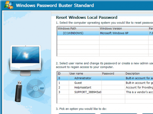 Windows Password Buster Standard Screenshot 1