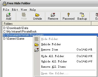 Free Hide Folder Screenshot 1