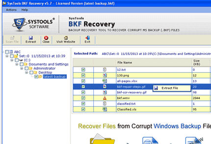 Microsoft Backup Recovery Tool Screenshot 1