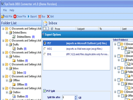 Import Outlook Express Emails to PST Screenshot 1