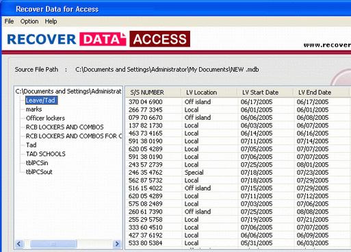 MS Access Database Repair Screenshot 1