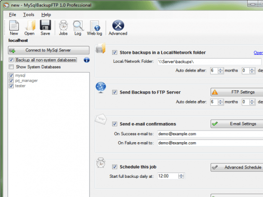 MySQL Backup FTP Screenshot 1