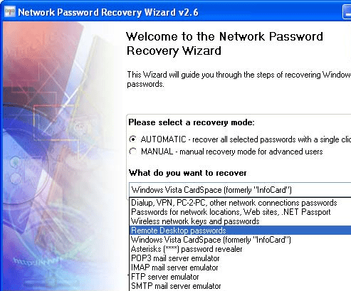 Network Password Recovery Wizard Screenshot 1