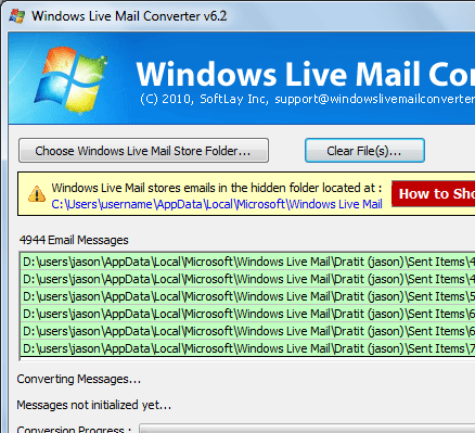 Windows Live Mail Converter Tool Screenshot 1