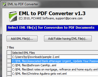 EML to Adobe PDF Conversion Screenshot 1