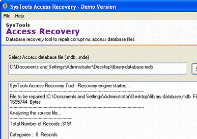 Access Database Recovery for Access Data Screenshot 1