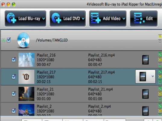 4Videosoft Mac Blu-ray to iPad Ripper Screenshot 1
